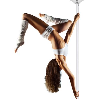 2.75m/3.05m/3.7m Spinning Dance Pole with Ceiling Mount, Portable Steel Stripper Dancing Pole Kit for Home Flat Apartment, Easily Taken Down/Put Up (Color : Silver, Size : 7.5ft-9ft/2.3m-2.75m)