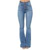 JEsilunmaMY Women's Mid-Waist Button Flared Jeans Retro Skinny Comfortable Bell Bottom Jeans Pocket Wash Flare Jean Trouser (Light Blue,Small) view 1