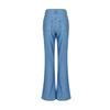 JEsilunmaMY Women's Mid-Waist Button Flared Jeans Retro Skinny Comfortable Bell Bottom Jeans Pocket Wash Flare Jean Trouser (Light Blue,Small) view 3