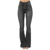 JEsilunmaMY Women's Mid Waist Button Flared Jeans Retro Slim Fit Skinny Bell Bottom Denim Pants Distressed Washed Flare Jeans (Black,X-Large) view 1