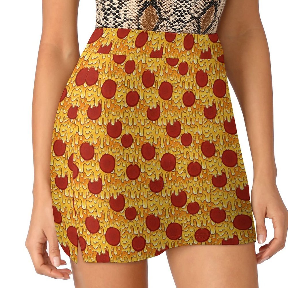DENFY Pepperoni Pizza Women's Tennis Skirt Golf Skorts Skirts Athletic Skirts with Shorts Pockets