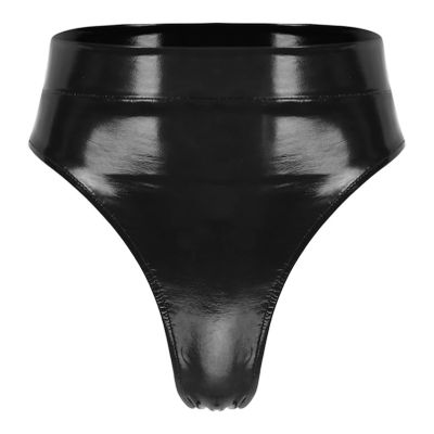 YONGHS Women PU Leather High Waist Booty Shorts Festival Rave Hot Pants Cheeky Dance Bottoms 5# Black Large