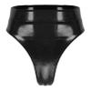 YONGHS Women PU Leather High Waist Booty Shorts Festival Rave Hot Pants Cheeky Dance Bottoms 5# Black Large view 1