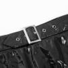 YONGHS Women PU Leather High Waist Booty Shorts Festival Rave Hot Pants Cheeky Dance Bottoms 5# Black Large view 4