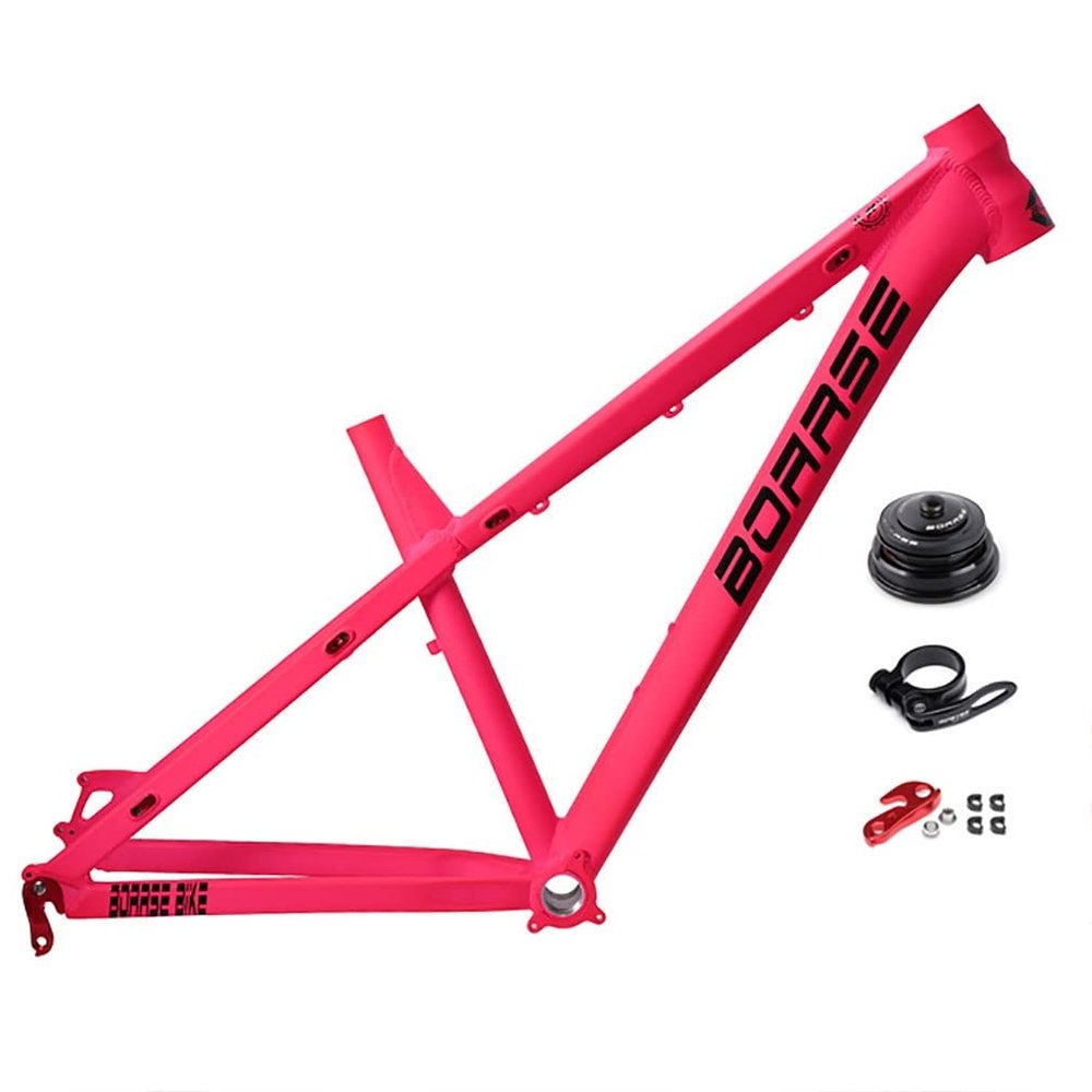 26er 27.5er Mountain Bike Frame Hardtail DH/XC/AM MTB Frame 17'' Disc Brake Aluminum Alloy Frame QR 135mm(Pink,26x17'')