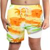 Boys Orange Palm Tree Trunks with Boxer Brief Liner Anti Chafe No Irritation Swimming Shorts Compression Lined 4-Way Stretchy UPF Quick Dry Swimsuit Size 7-8