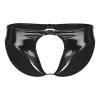 YONGHS Mens PVC Shiny Leather Tight Short Pants Solid Buckled Crotchless Boxer Shorts Hot Pants Black XX-Large view 1