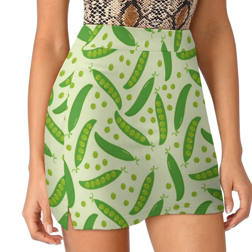 DENFY Green Peas Women's Tennis Skirt Golf Skorts Skirts Athletic Skirts with Shorts Pockets