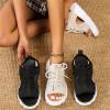 DOIX Women Mesh Wedges Sandals Lace Up Fish Mouth Platform Sport Sandals Ankle Elastic Sneaker Comfortable Lightweight Casual Sandals Slingback Open Toe Walking Shoes,Beige,US8/EU39 view 2