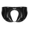 YONGHS Mens PVC Shiny Leather Tight Short Pants Solid Buckled Crotchless Boxer Shorts Hot Pants Black 4X-Large view 2