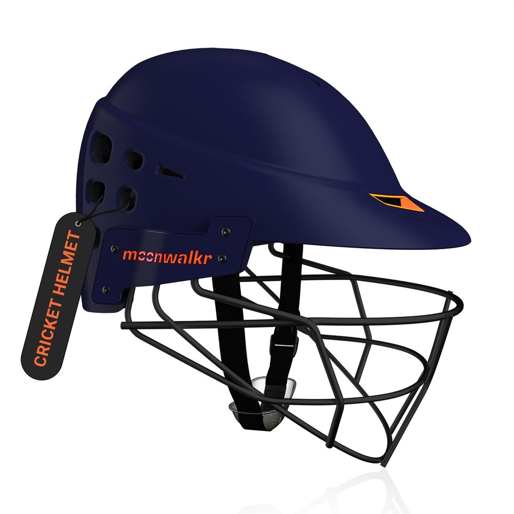moonwalkr Mind 2.0 Cricket Helmet Head Guard for (62-65) CM Head Size Protective Gear with 30 Air Vents, Impact Resistant up to 100 kmph Batting Cricket Helmet (Blue, X-Large)