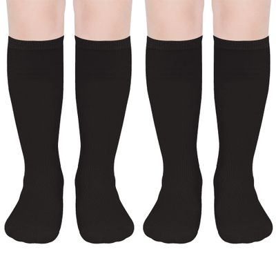 UTTPLL Soccer-Toddler-Cotton-Uniform-Sports Socks Youth Baseball Softball Knee High School Tube Socks Girls Boys Kid Stockings Z 2 Pack Black 12-36 Months