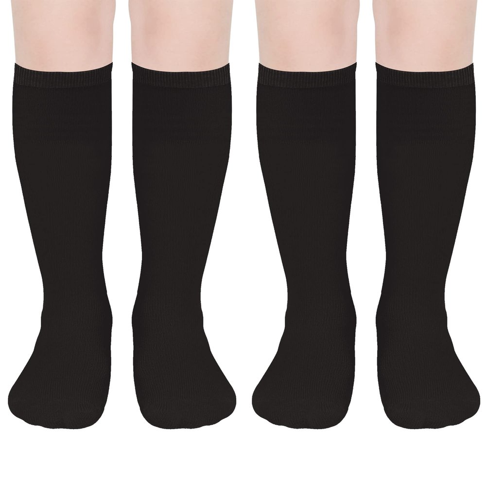 UTTPLL Soccer-Toddler-Cotton-Uniform-Sports Socks Youth Baseball Softball Knee High School Tube Socks Girls Boys Kid Stockings Z 2 Pack Black 12-36 Months