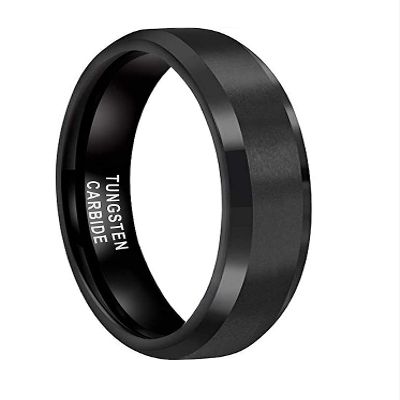 CROWNAL 3mm Black Tungsten Carbide Rings for Men Women Wedding Bands Beveled Polished Edges Matte Finish Comfort Fit (Black 3mm,9)