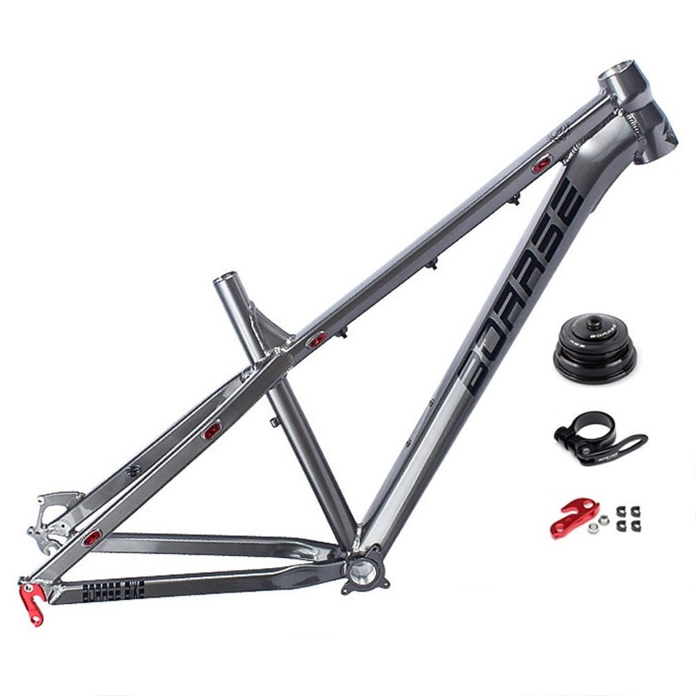 26er 27.5er Mountain Bike Frame Hardtail DH/XC/AM MTB Frame 17'' Disc Brake Aluminum Alloy Frame QR 135mm(Titanium,26x17'')