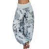 Women's Loose Floral Wide Leg Pants Elastic Waist Casual Long Trousers with Pockets Summer Beach Printed Slacks (Light Blue,3X-Large) view 1