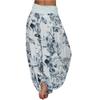 Women's Loose Floral Wide Leg Pants Elastic Waist Casual Long Trousers with Pockets Summer Beach Printed Slacks (Light Blue,3X-Large) view 2