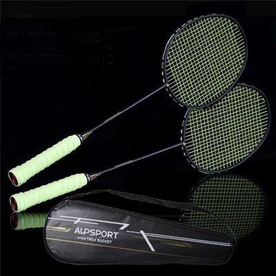 2Pcs 6U 72g Ultralight G4 T700 100% Full Carbon Fiber 22-30Lbs Strung Professional Badminton Racket with Bag (2pcs Green)