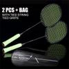 2Pcs 6U 72g Ultralight G4 T700 100% Full Carbon Fiber 22-30Lbs Strung Professional Badminton Racket with Bag (2pcs Green) view 2