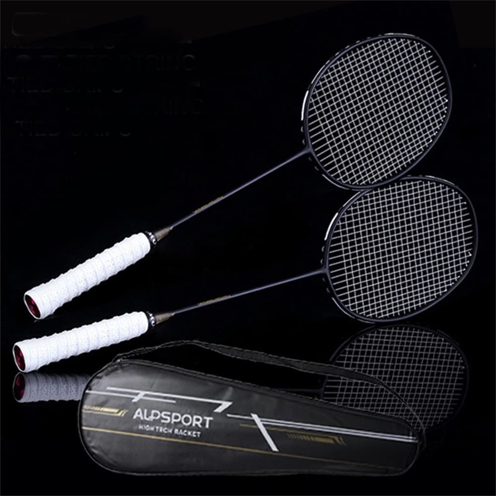 2Pcs 6U 72g Ultralight G4 T700 100% Full Carbon Fiber 22-30Lbs Strung Professional Badminton Racket with Bag (2pcs White)