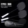 2Pcs 6U 72g Ultralight G4 T700 100% Full Carbon Fiber 22-30Lbs Strung Professional Badminton Racket with Bag (2pcs White) view 2