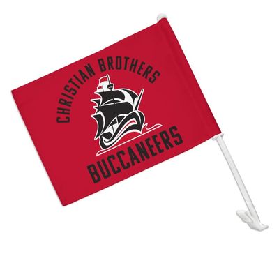 Christian Brothers University Buccaneers Logo Car Truck Flag with Window Clip On Pole Holder - Right Passenger Side