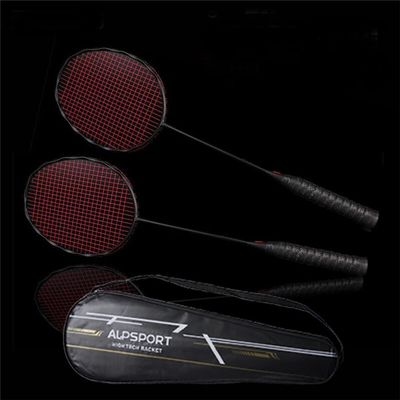 2Pcs V5 5U 75g Wave Break Wind 100% Full Carbon Fiber Strung Offensive Defense Badminton Racket with Free Bag String (2Pcs Black)
