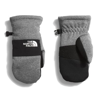 The North Face Little Kids' Sierra Etip Mitt - Touchscreen Compatible Winter Mittens, Webbing Pull at Cuffs for Easy On/Off, TNF Medium Grey Heather, Large