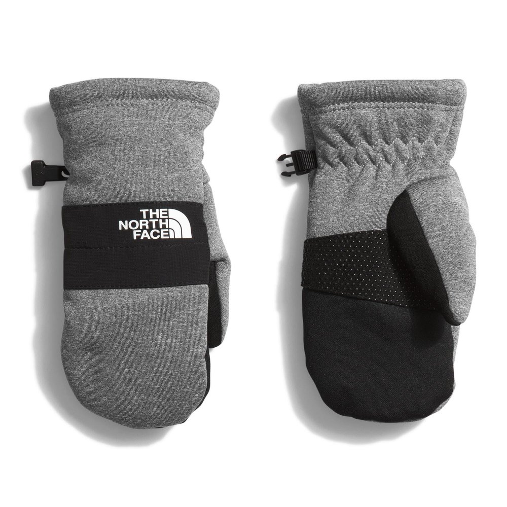 The North Face Little Kids' Sierra Etip Mitt - Touchscreen Compatible Winter Mittens, Webbing Pull at Cuffs for Easy On/Off, TNF Medium Grey Heather, Large