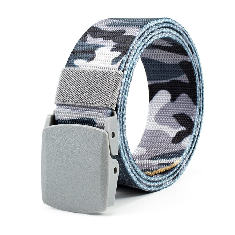 Nylon Belt for Men, Military Tactical Breathable Belt. fast through the airport Metal security Detect (Light grey camo)