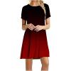 Canbebig Womens Casual Short Sleeve Midi Dress Solid/Gradient Round Neck Summer Loose Fit T-Shirt Sundress Mini Dresses Z-red view 2