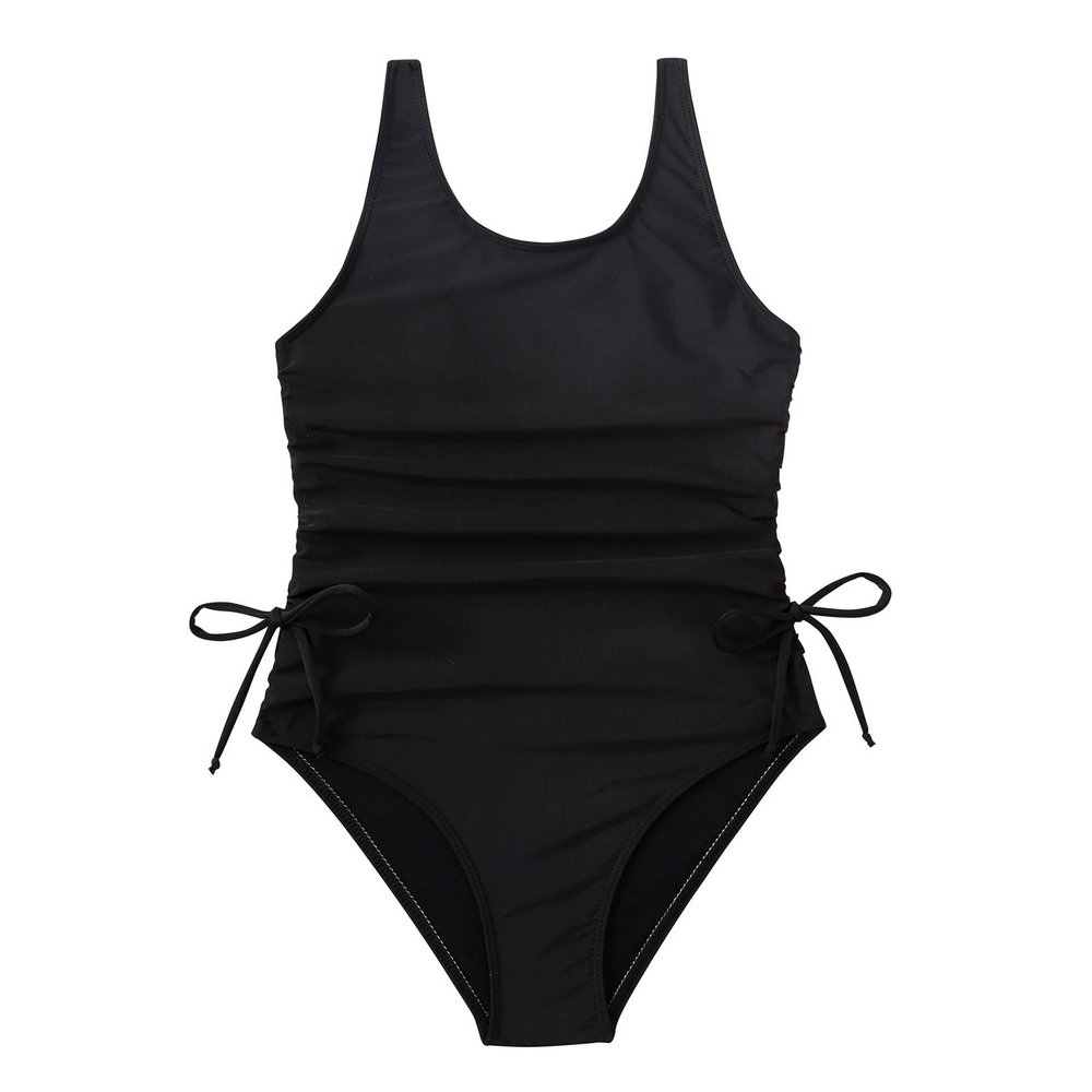 Summer Toddler Girls Solid 1 Piece Swimwear Beach Onesie Swimsuit Bikini Bikini for Girls (Black, 7-8 Years)