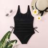 Summer Toddler Girls Solid 1 Piece Swimwear Beach Onesie Swimsuit Bikini Bikini for Girls (Black, 7-8 Years) view 3