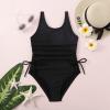 Summer Toddler Girls Solid 1 Piece Swimwear Beach Onesie Swimsuit Bikini Bikini for Girls (Black, 7-8 Years) view 4