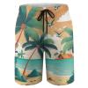 YNEE Hawaii Morning Boys Teens Swim Trunks Quick Dry Surfing Board Shorts Drawstring Hawaii Morning view 1
