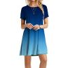 Canbebig Womens Casual Short Sleeve Midi Dress Solid/Gradient Round Neck Summer Loose Fit T-Shirt Sundress Mini Dresses Z-Blue view 1