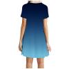 Canbebig Womens Casual Short Sleeve Midi Dress Solid/Gradient Round Neck Summer Loose Fit T-Shirt Sundress Mini Dresses Z-Blue view 2