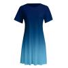Canbebig Womens Casual Short Sleeve Midi Dress Solid/Gradient Round Neck Summer Loose Fit T-Shirt Sundress Mini Dresses Z-Blue view 3