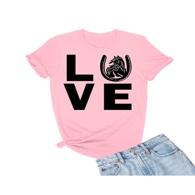 3X-Large Pink Mens Love Horses Horse Lover Equestrian T-Shirt