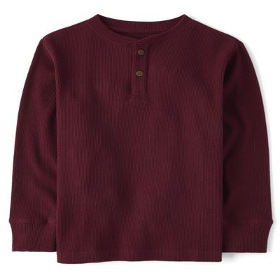 The Children's Place,Long Sleeve Thermal Henley Shirt,Redwood,Small (5/6)