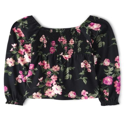 The Children's Place,Long Sleeve Smocked Peplum Top,XSmall (4) Black