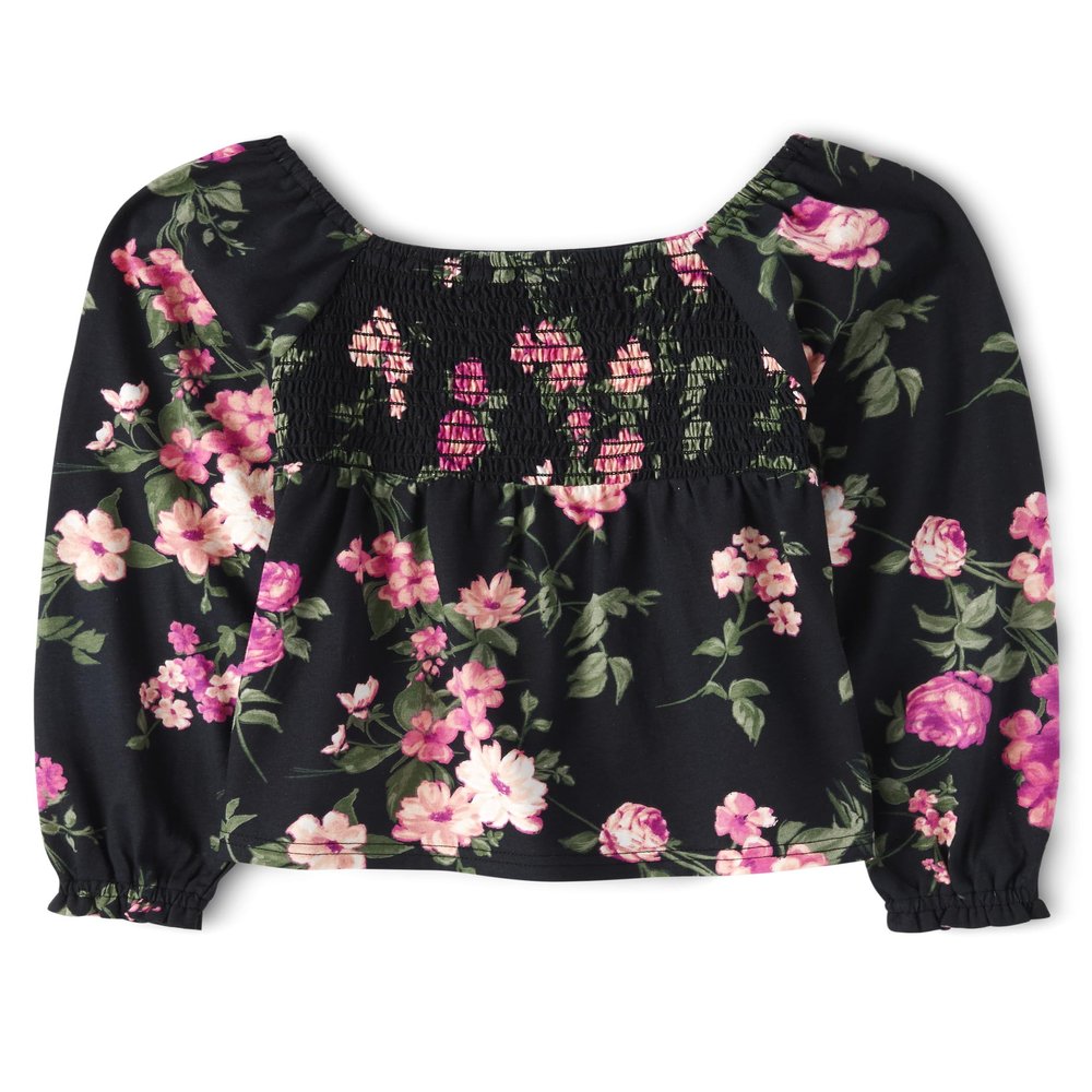 The Children's Place,Long Sleeve Smocked Peplum Top,XSmall (4) Black