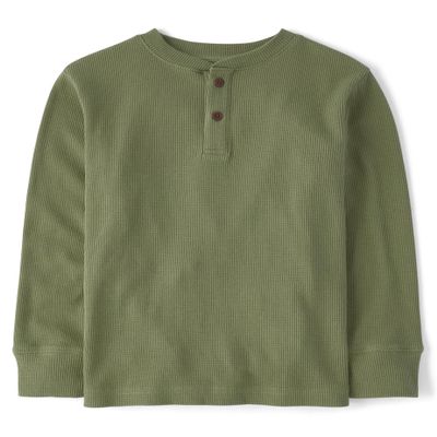 The Children's Place,Long Sleeve Thermal Henley Shirt,Large (10/12)