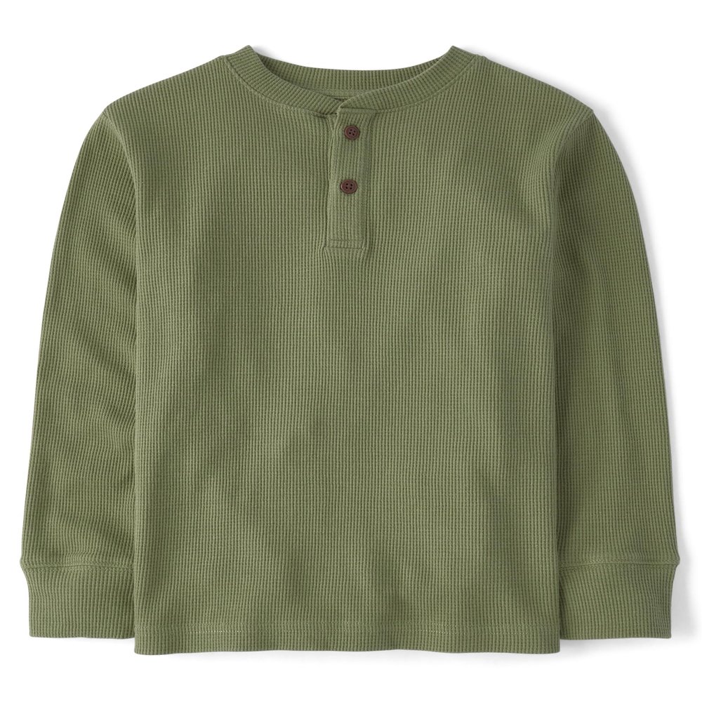 The Children's Place,Long Sleeve Thermal Henley Shirt,Medium (7/8)