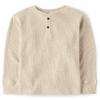 The Children's Place Boys' Long Sleeve Thermal Henley Shirt, Straw, X-Small view 1
