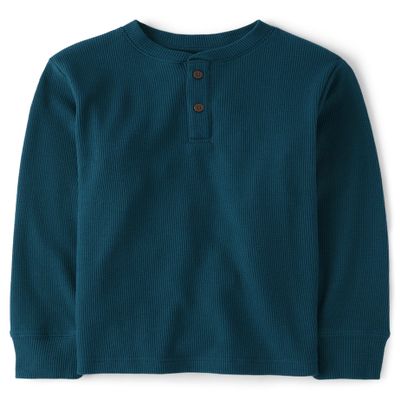 The Children's Place,Long Sleeve Thermal Henley Shirt,XSmall (4) Legion Blue