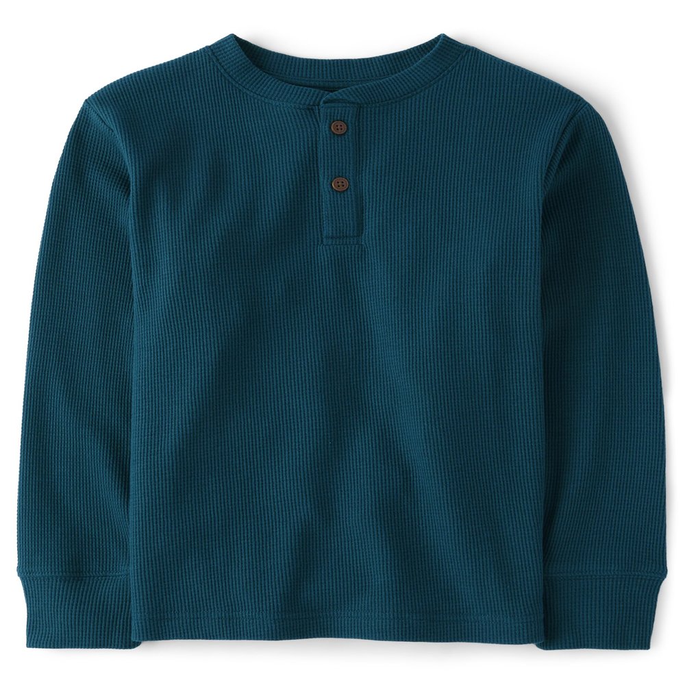 The Children's Place,Long Sleeve Thermal Henley Shirt,XSmall (4) Legion Blue