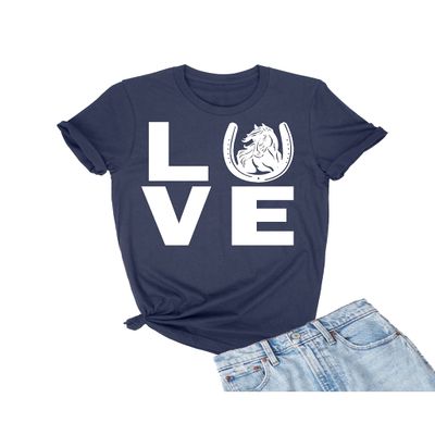 5X-Large Navy Blue Mens Love Horses Horse Lover Equestrian T-Shirt