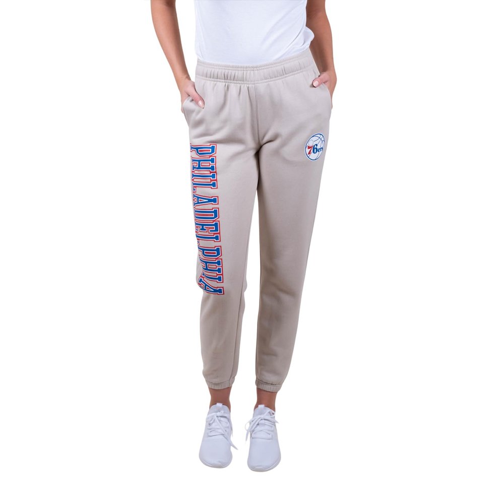 Ultra Game NBA Official Women's Super Soft Active Fleece Sweatpants Joggers, Philadelphia 76ers, Sand, Large