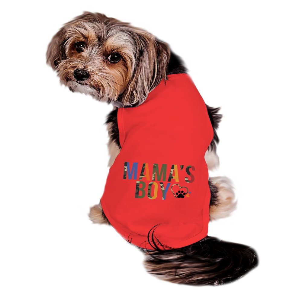 Mama's Boy Dog Shirt, Red Mama's Boy Dog Shirt, Mother's Day Shirt for Dogs, Clothes for Pets (5XL 70-90 lbs, Red Shirt)